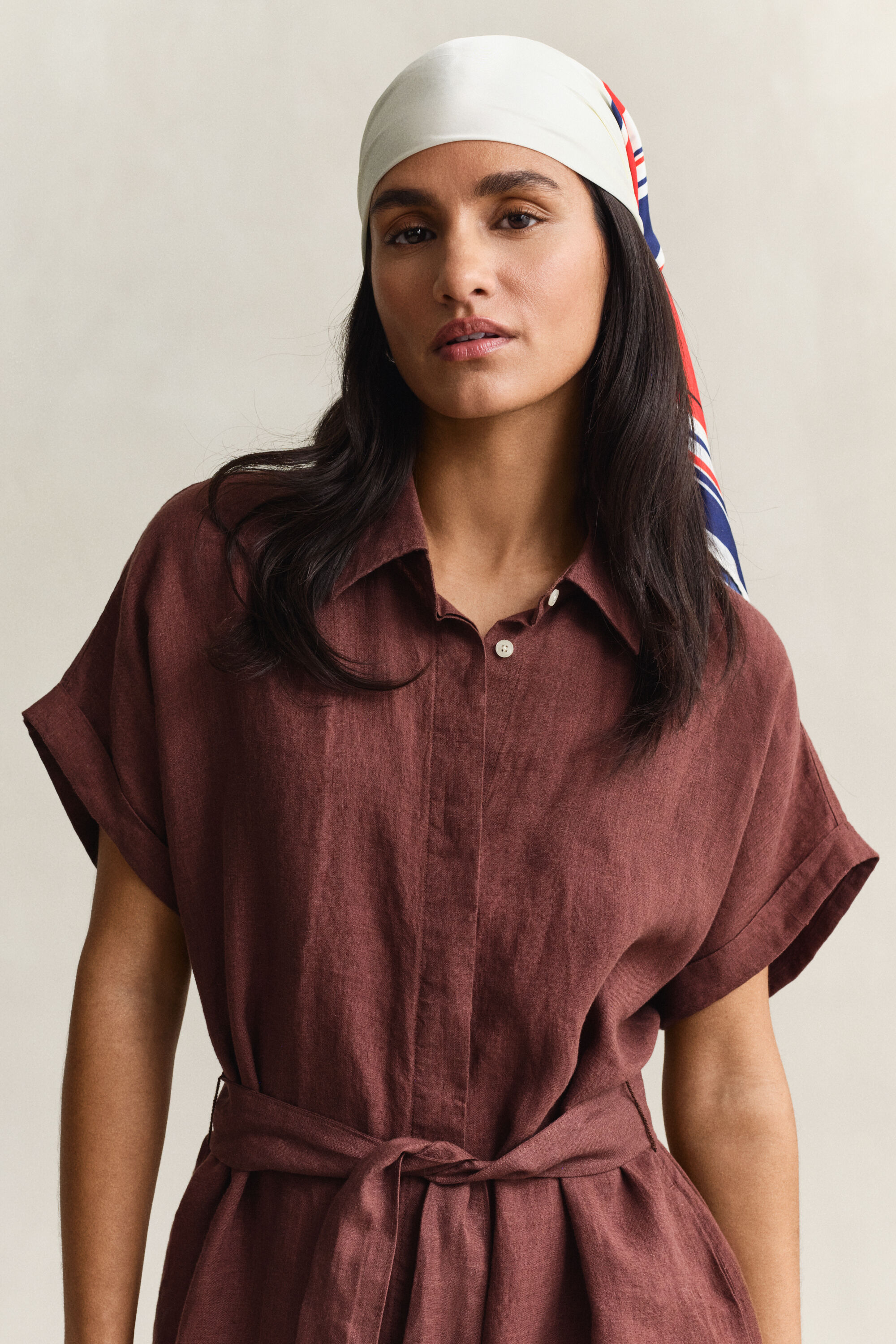Linen Cap Sleeve Shirt Dress