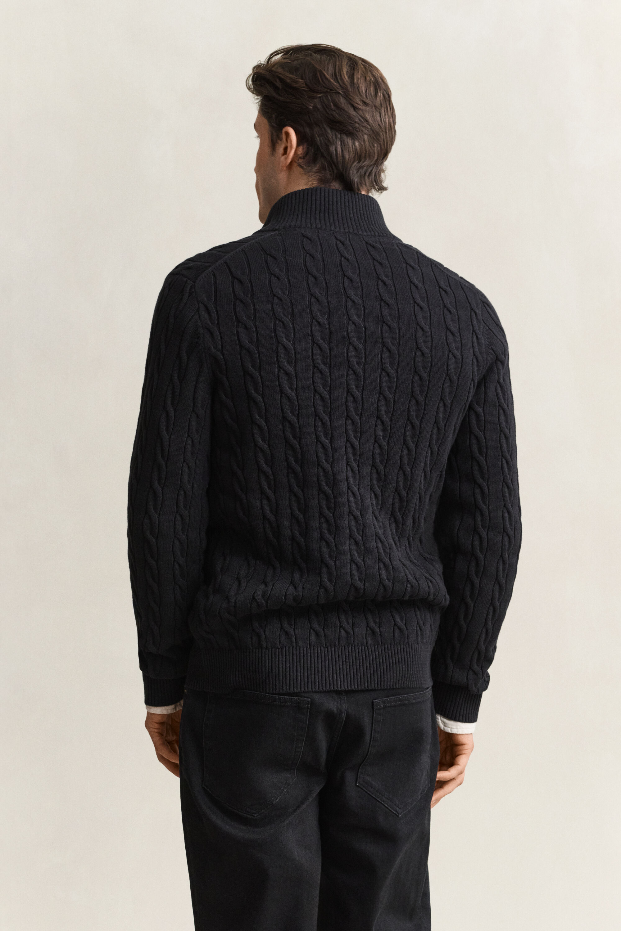 Cotton Cable Knit Half-Zip Sweater