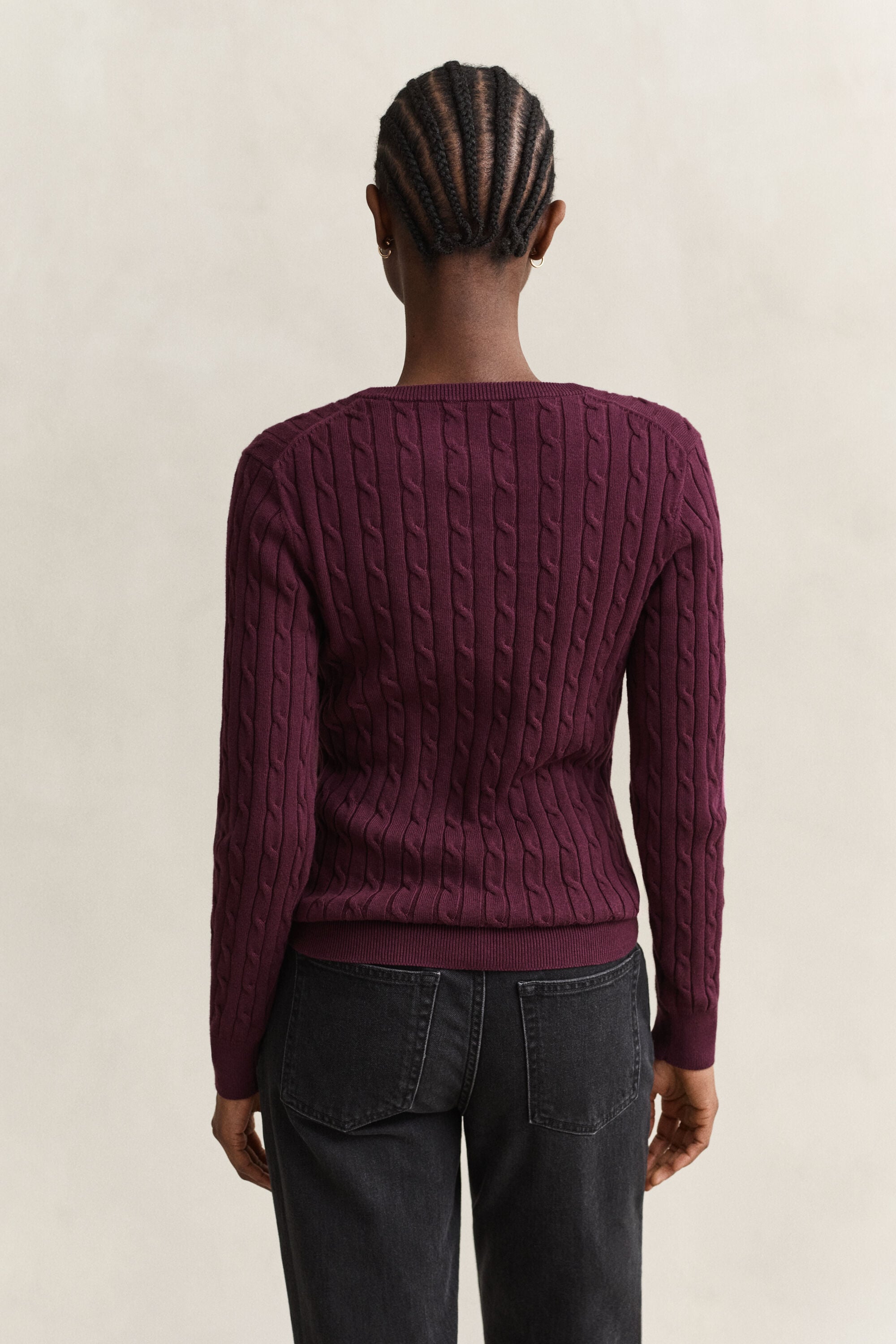Stretch Cotton Cable Knit Cardigan