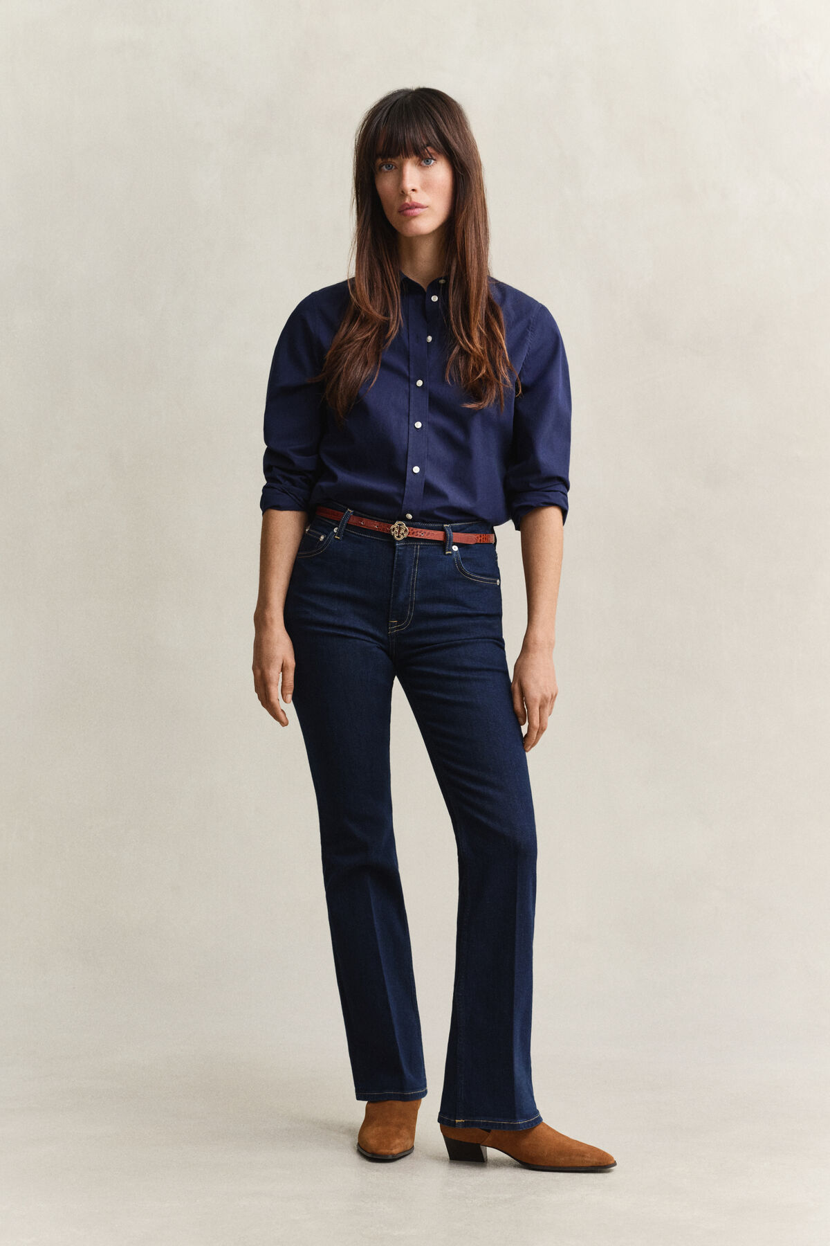 Slim Flared Stretch Jeans — DARK BLUE