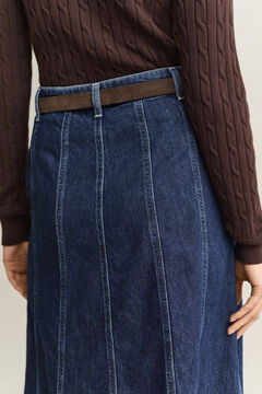 Flared Denim Skirt — DARK BLUE WORN IN 3