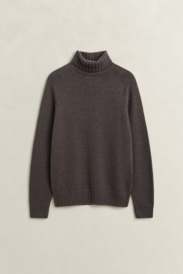 Wool Mouliné Blend Turtleneck Sweater — EVENING BLUE