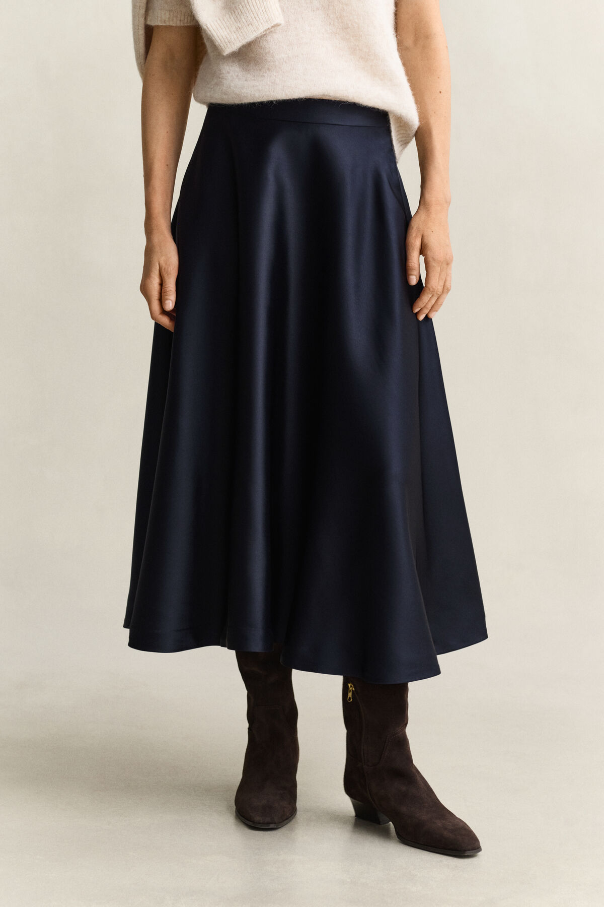Volume Satin Skirt — EVENING BLUE