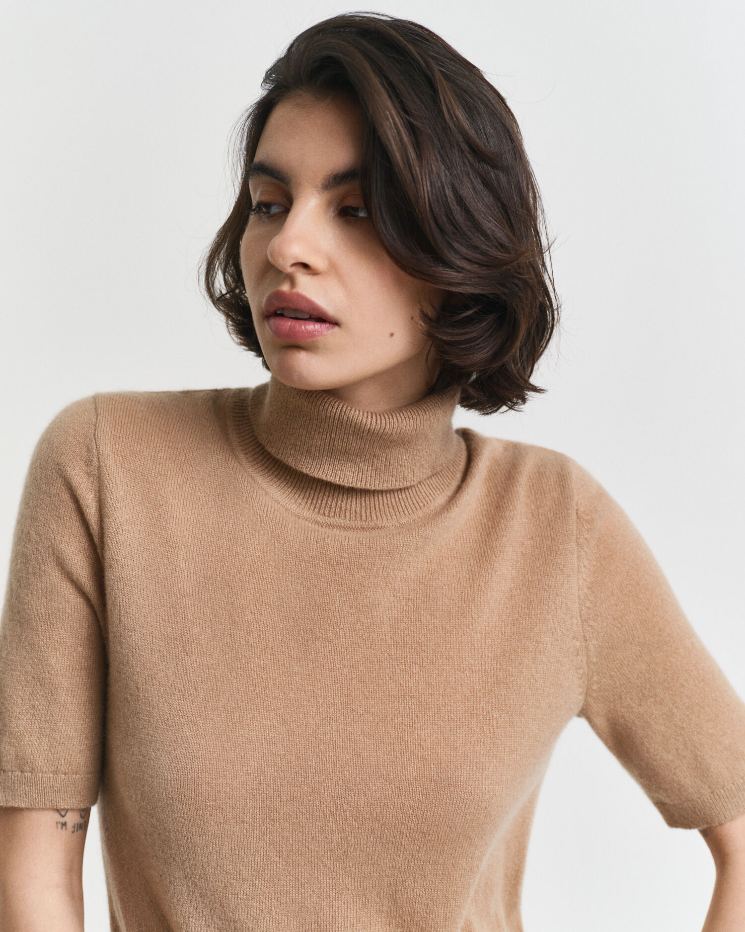 Short Sleeved Cashmere Turtleneck Sweater