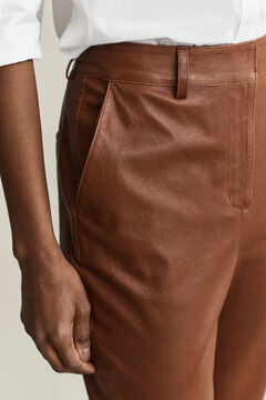 Flared Leather Pants — MAHOGANY BROWN 4