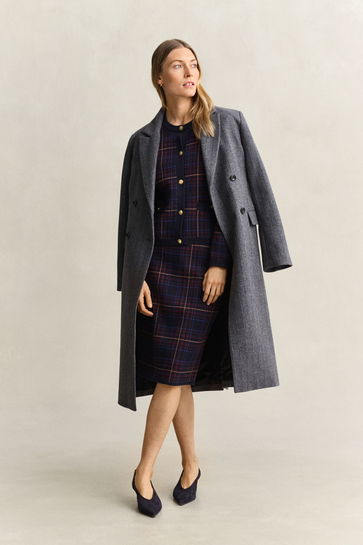 Checked Skirt — EVENING BLUE