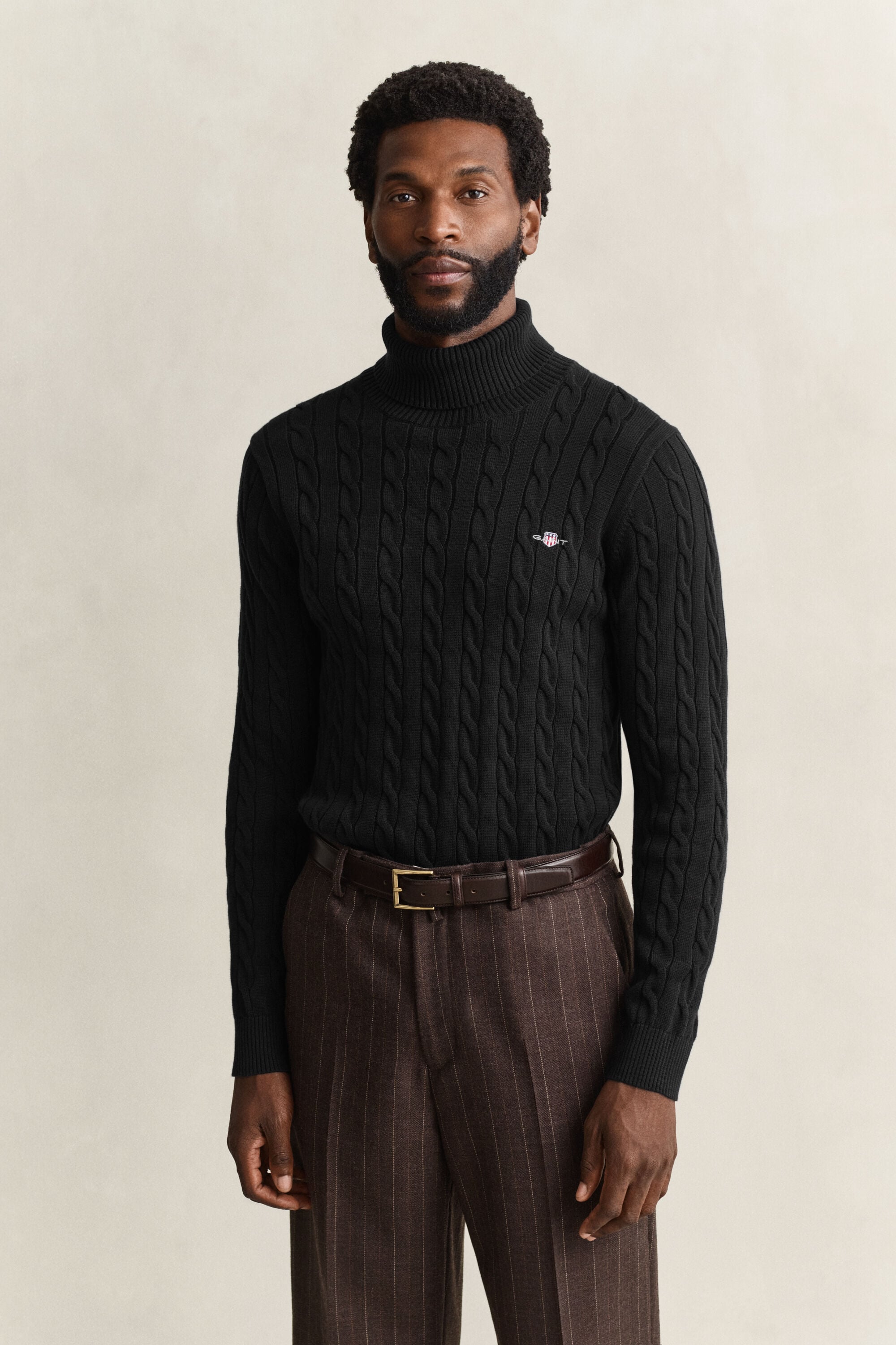 Cotton Cable Knit Turtleneck Sweater