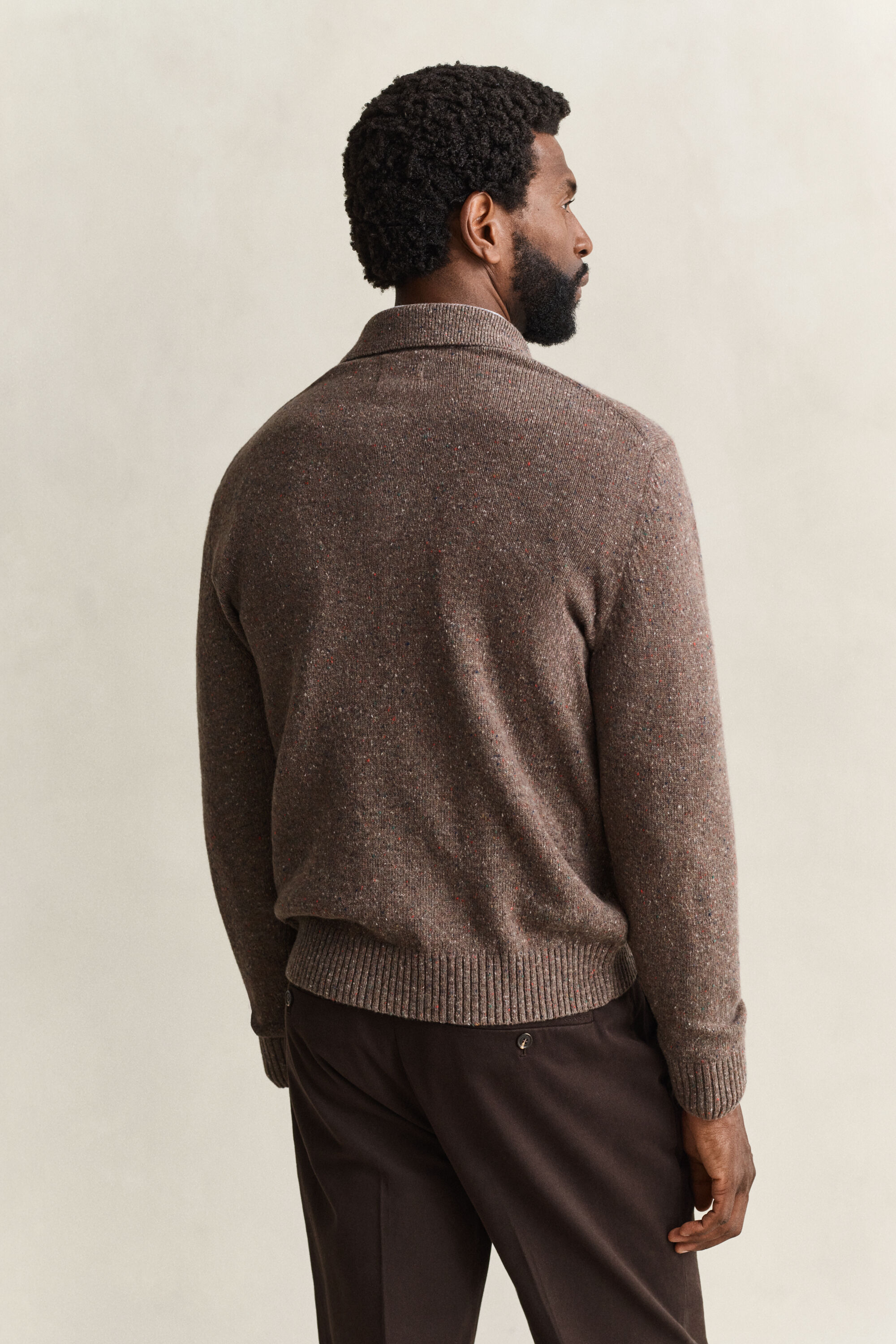 Wool Blend Nepps Polo Sweater