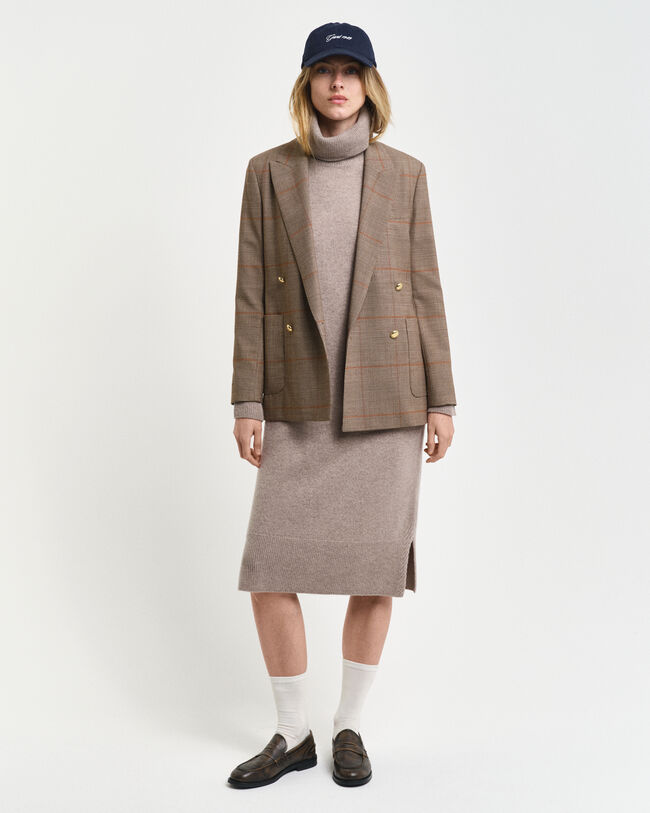 Herringbone Detail Turtleneck Dress