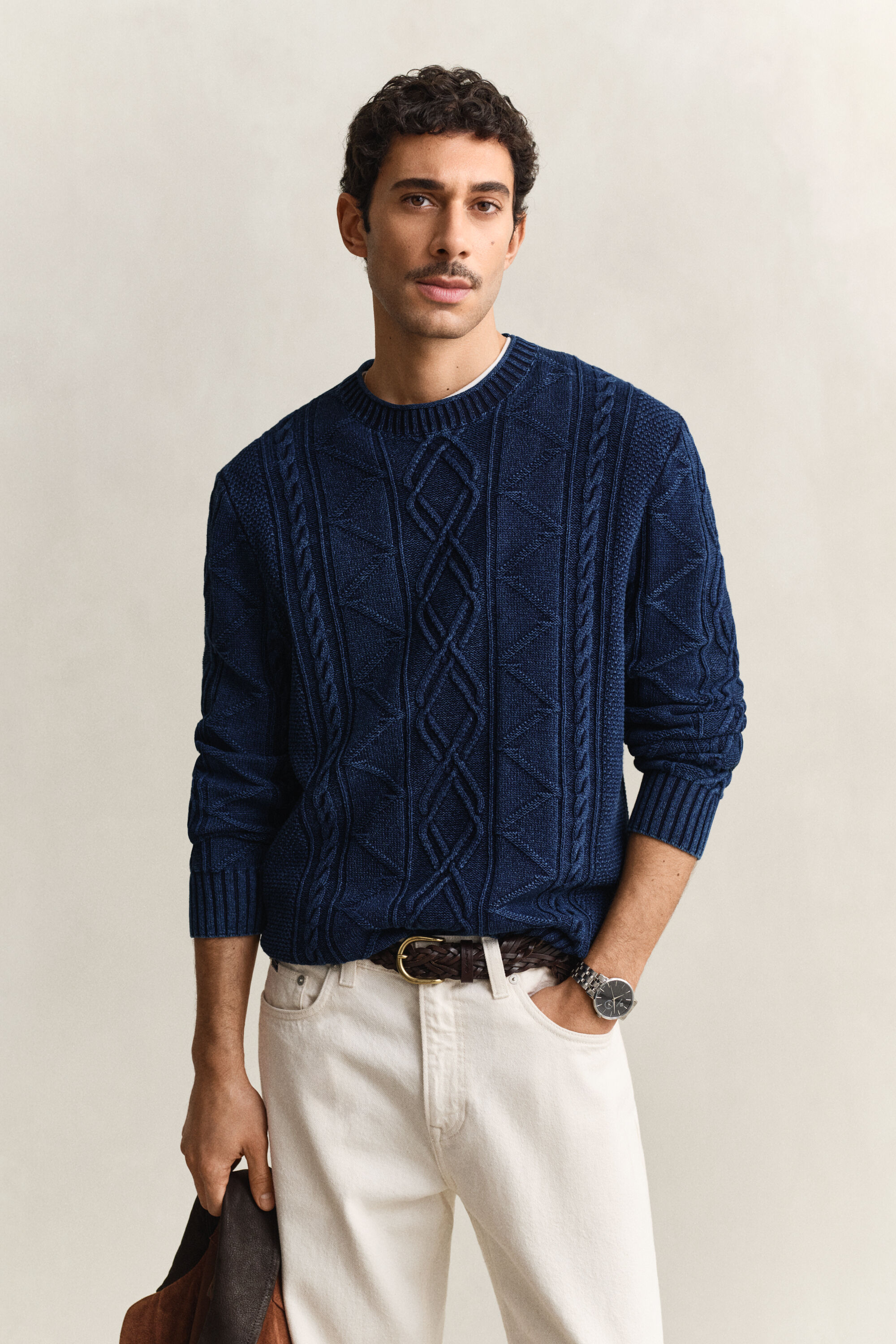 Indigo Cable Knit Sweater