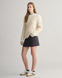 Teens Shield Cable Knit V-Neck Sweater