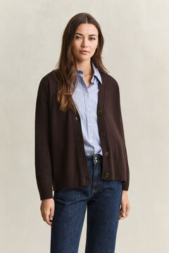 Superfine Lambswool Cardigan — DEEP BROWN 4