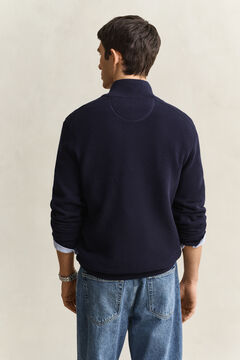 Textured Cotton Half-Zip Sweater — EVENING BLUE 2