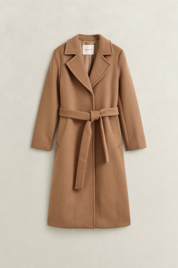Belted Wool Blend Coat — ROASTED WALNUT