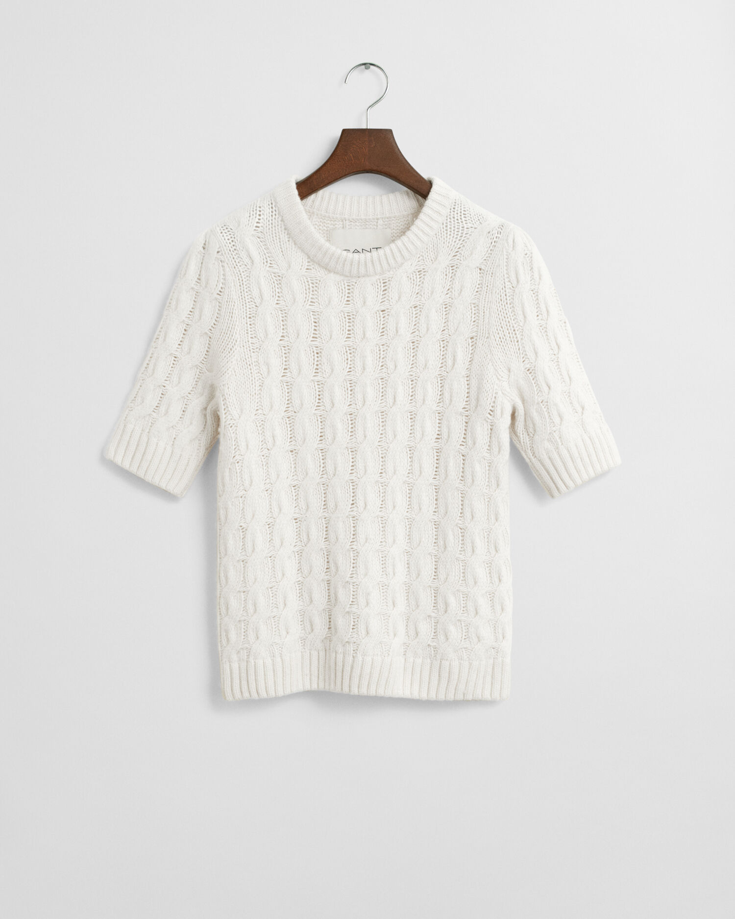 Puff Sleeve Cable Knit Short Sleeve Top
