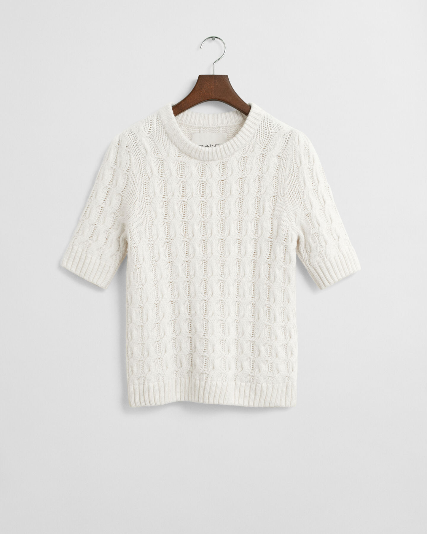 Puff Sleeve Cable Knit Short Sleeve Top