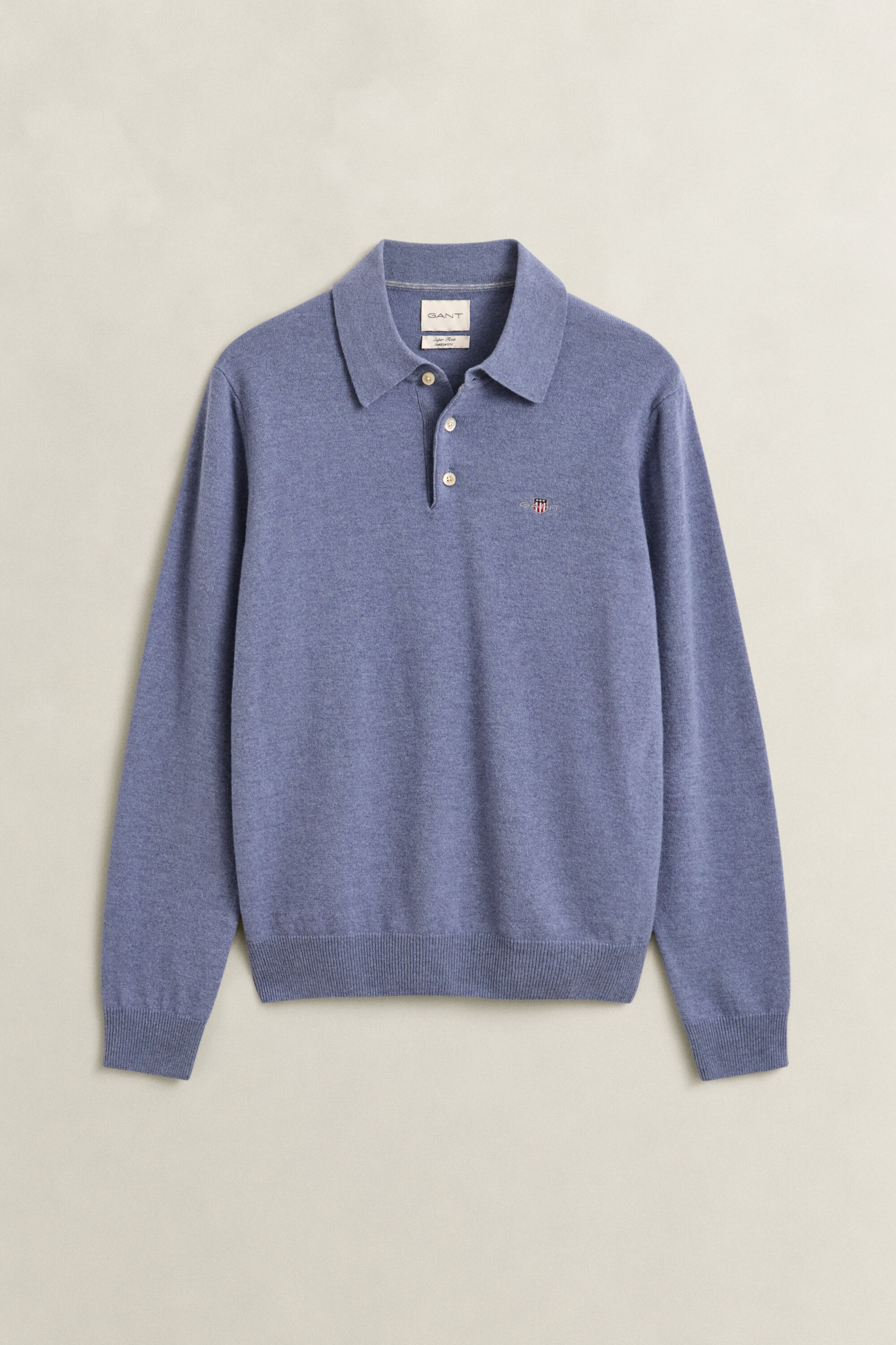 Superfine Lambswool Polo Sweater — BLUE HORIZON