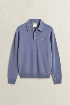 Superfine Lambswool Polo Sweater — BLUE HORIZON 1