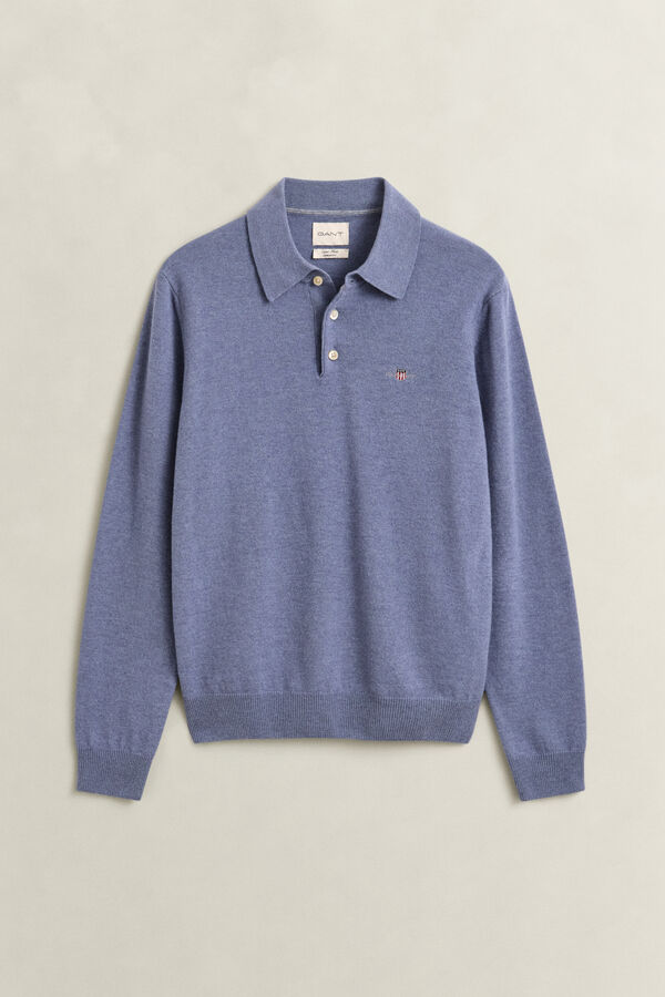 Superfine Lambswool Polo Sweater — BLUE HORIZON