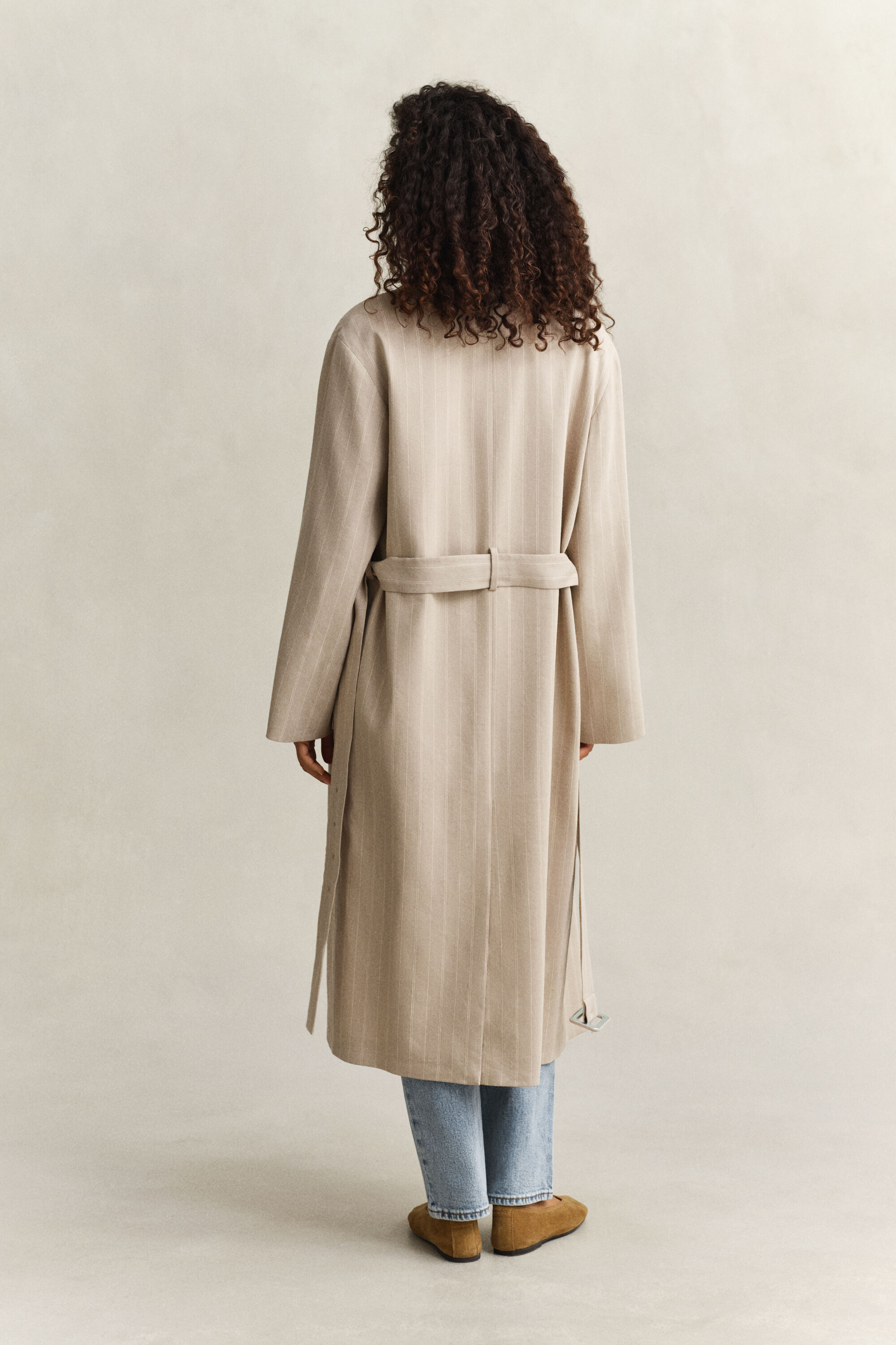 Linen Blend Pinstriped Coat