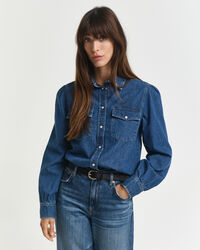 Regular Fit Puff Sleeve Denim Shirt