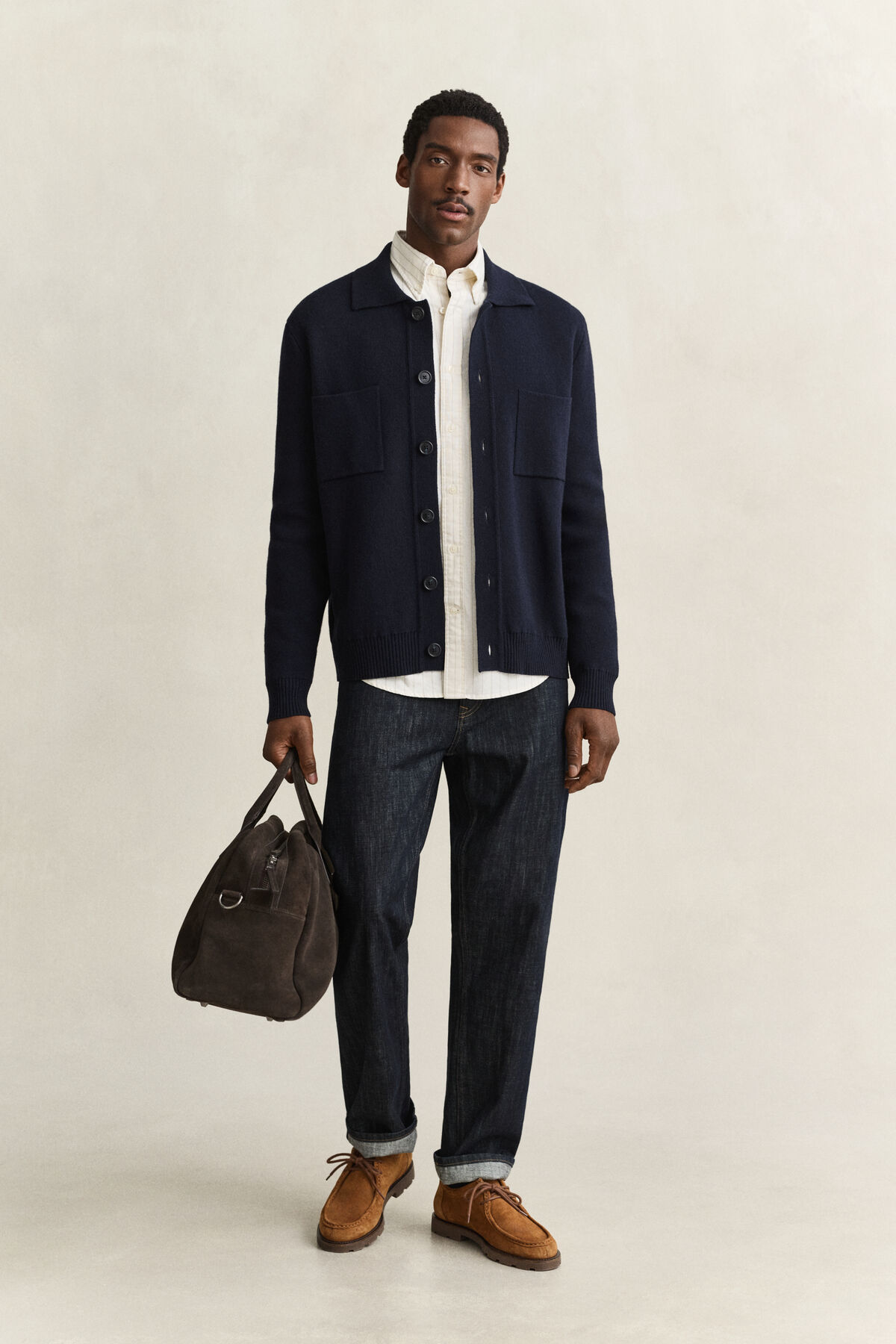 Double Knitted Overshirt — EVENING BLUE