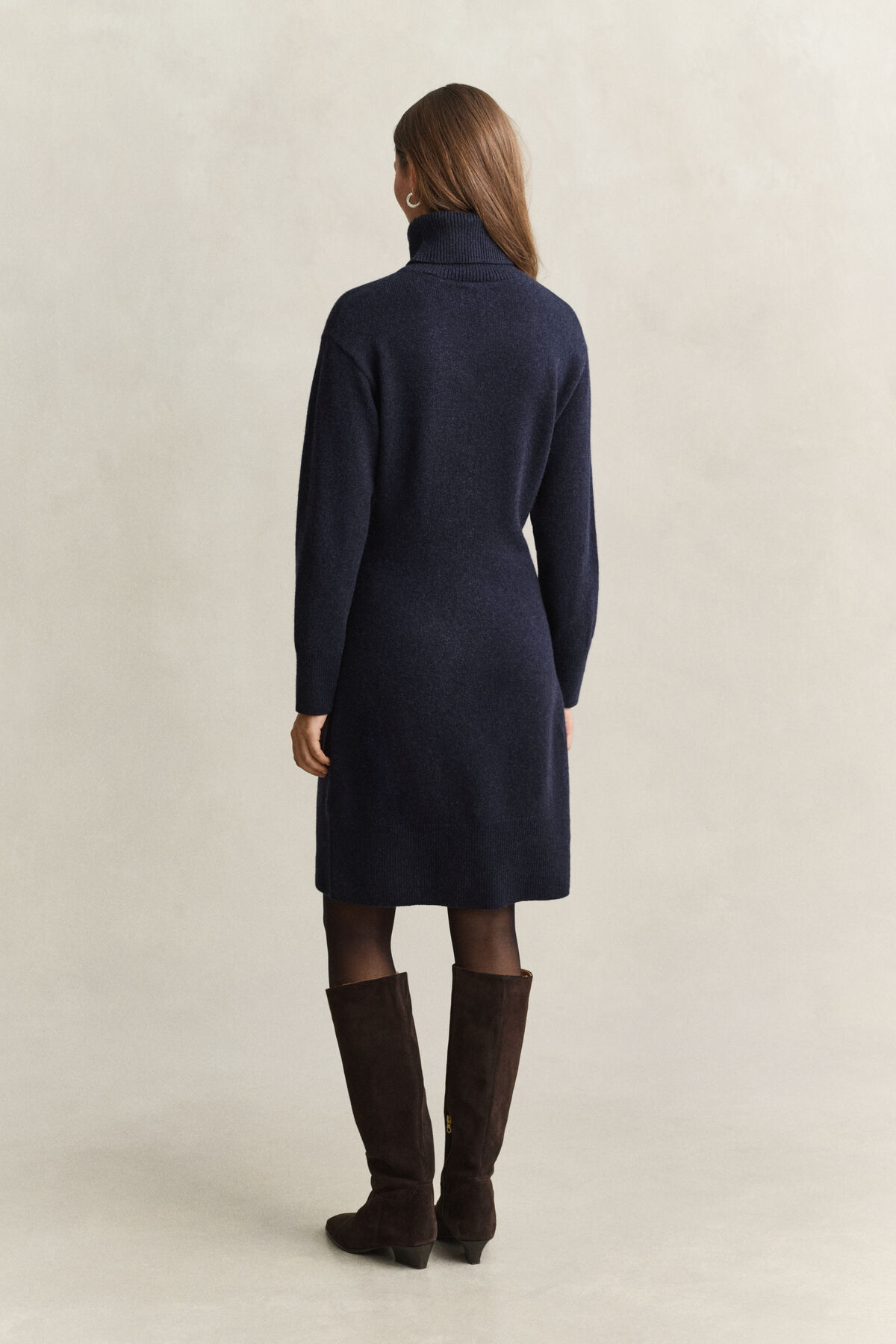 Wool Cashmere Turtleneck Dress — EVENING BLUE