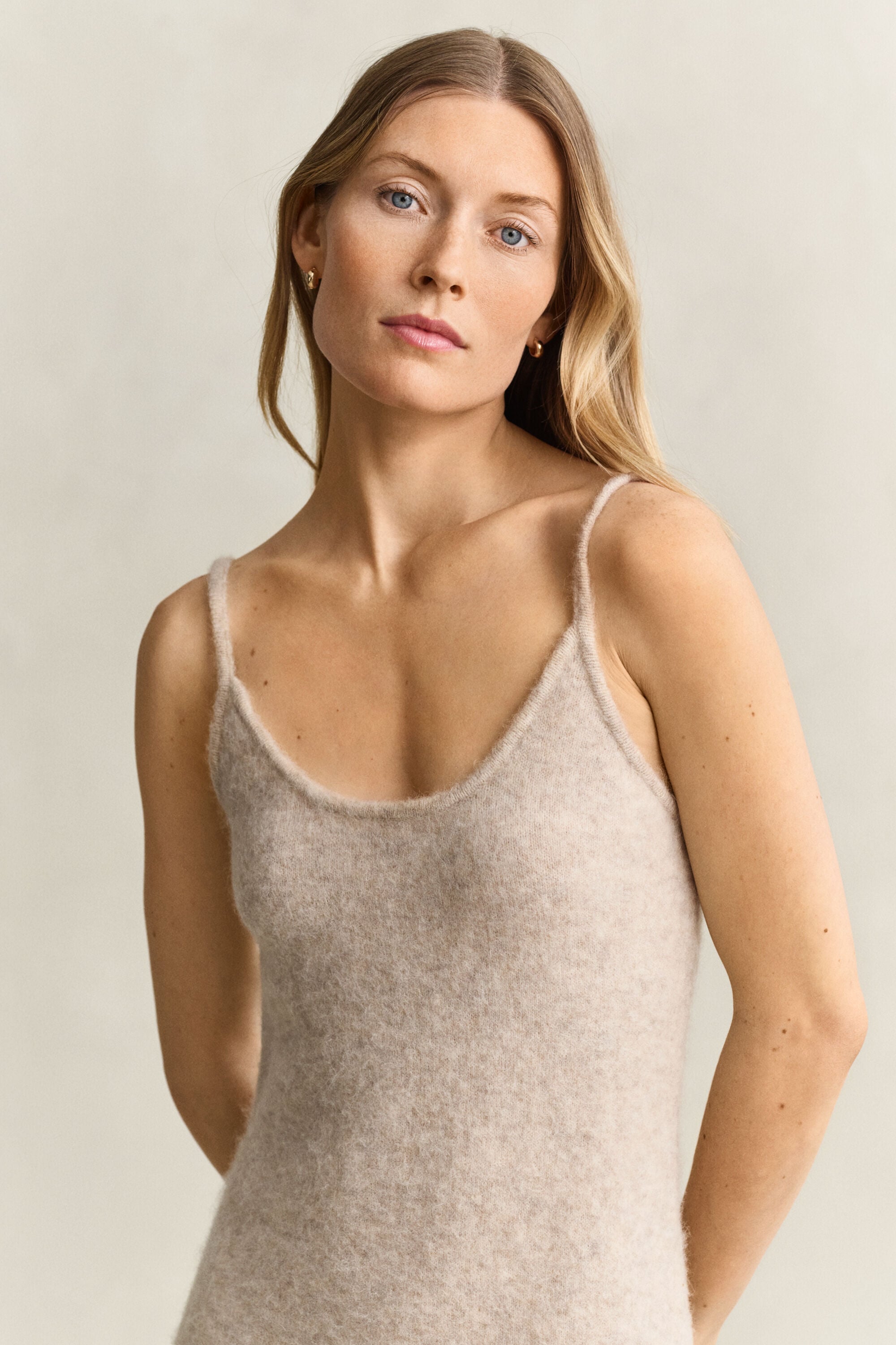 Strappy Knit Alpaca Wool Blend Dress