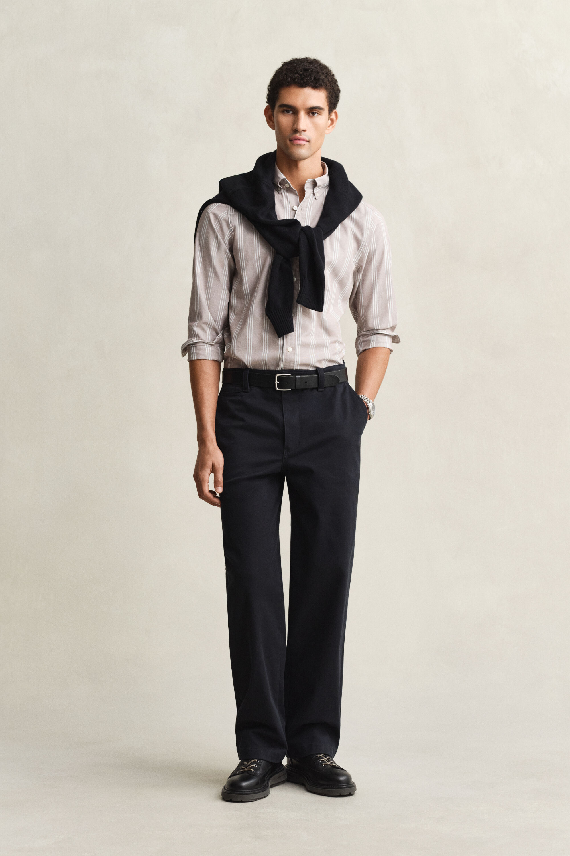 Regular Fit Fil-à-Fil Striped Poplin Shirt