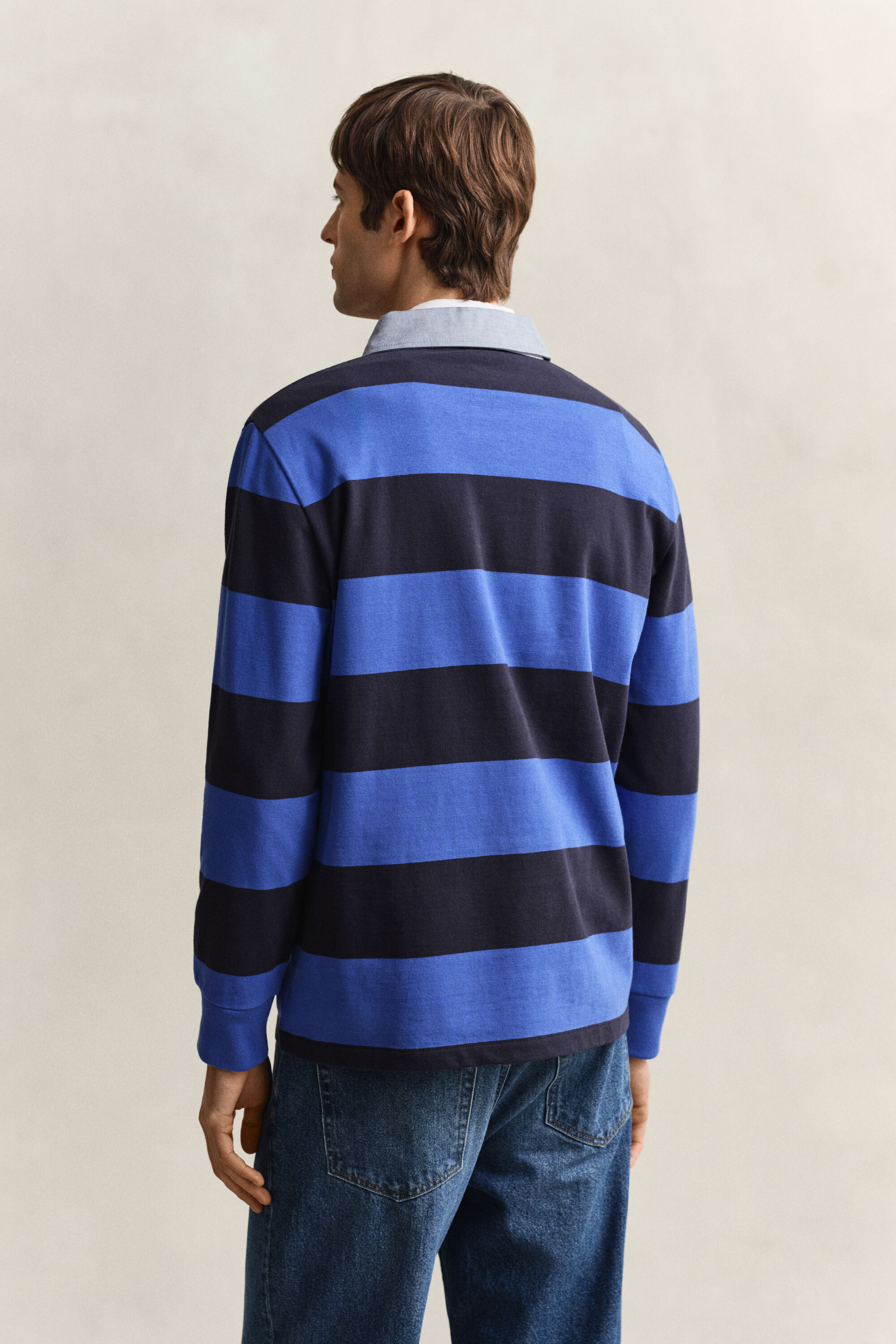 Chambray Collar Striped Heavy Rugger