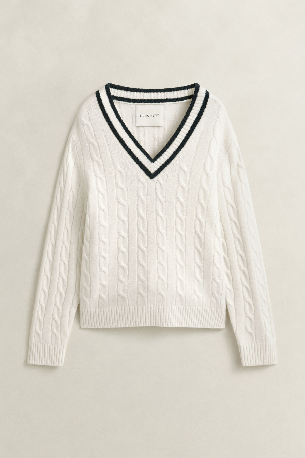 Merino Wool Cable Knit Sweater — CREAM
