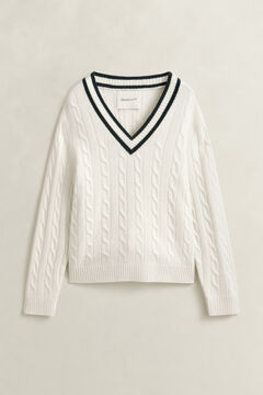 Merino Wool Cable Knit Sweater — CREAM 1