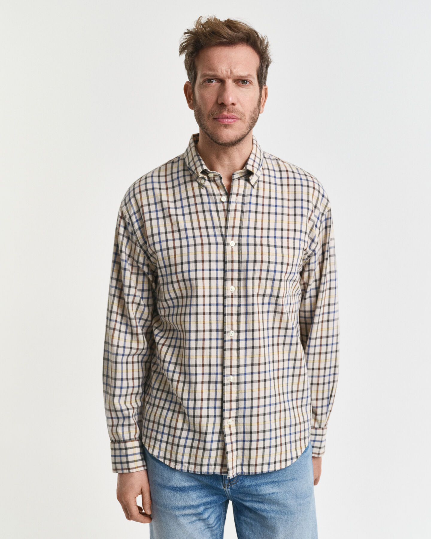 Relaxed Fit Checked Twill Shirt