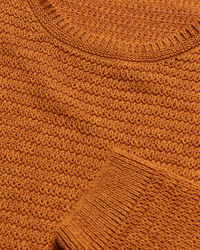 Textured Cotton Linen Crew Neck Sweater