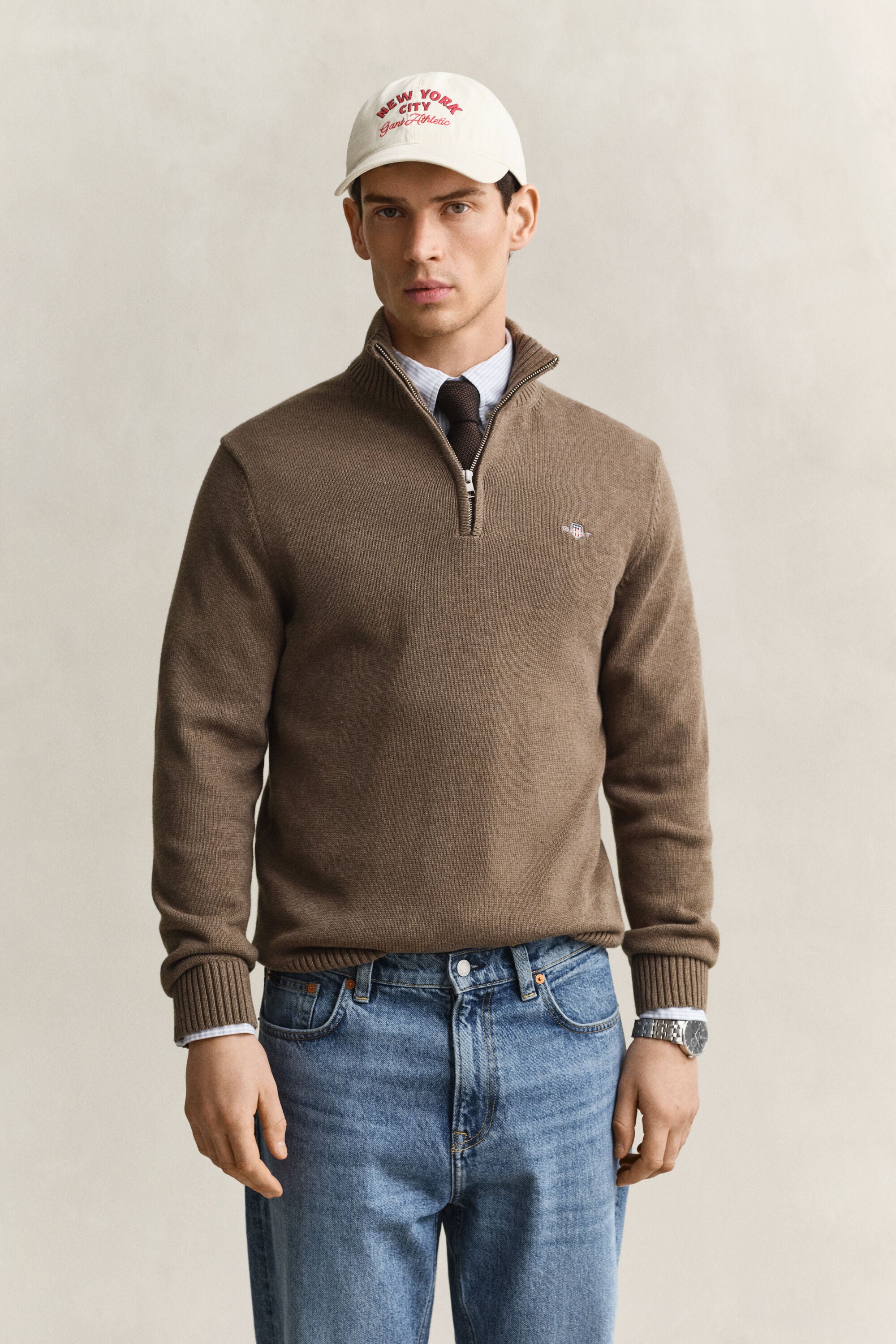 Casual Cotton Half-Zip Sweater