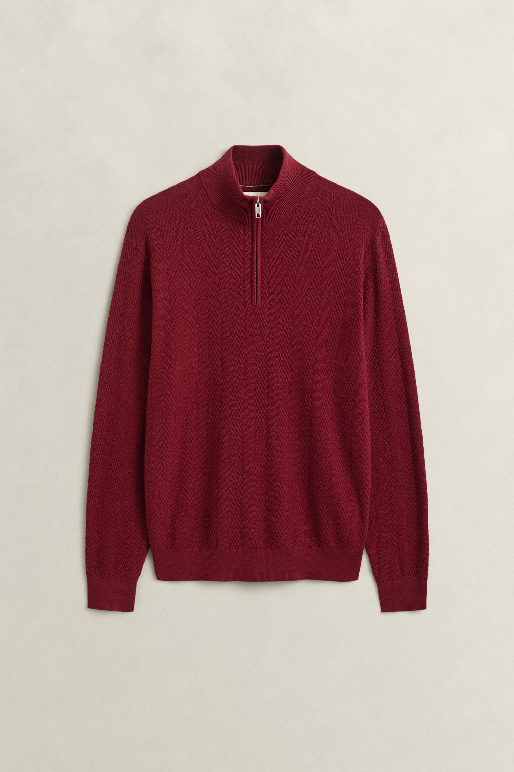 Herringbone Half-Zip Sweater — PLUMPED RED