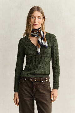 Classic Cable Knit Sweater — MOSSY GREEN 4