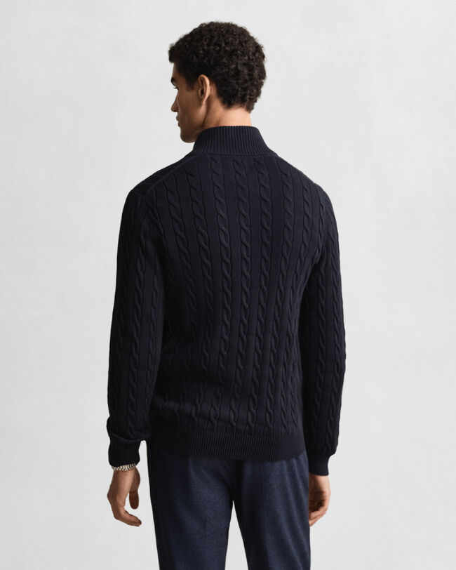 Cotton Cable Knit Half-Zip Sweater