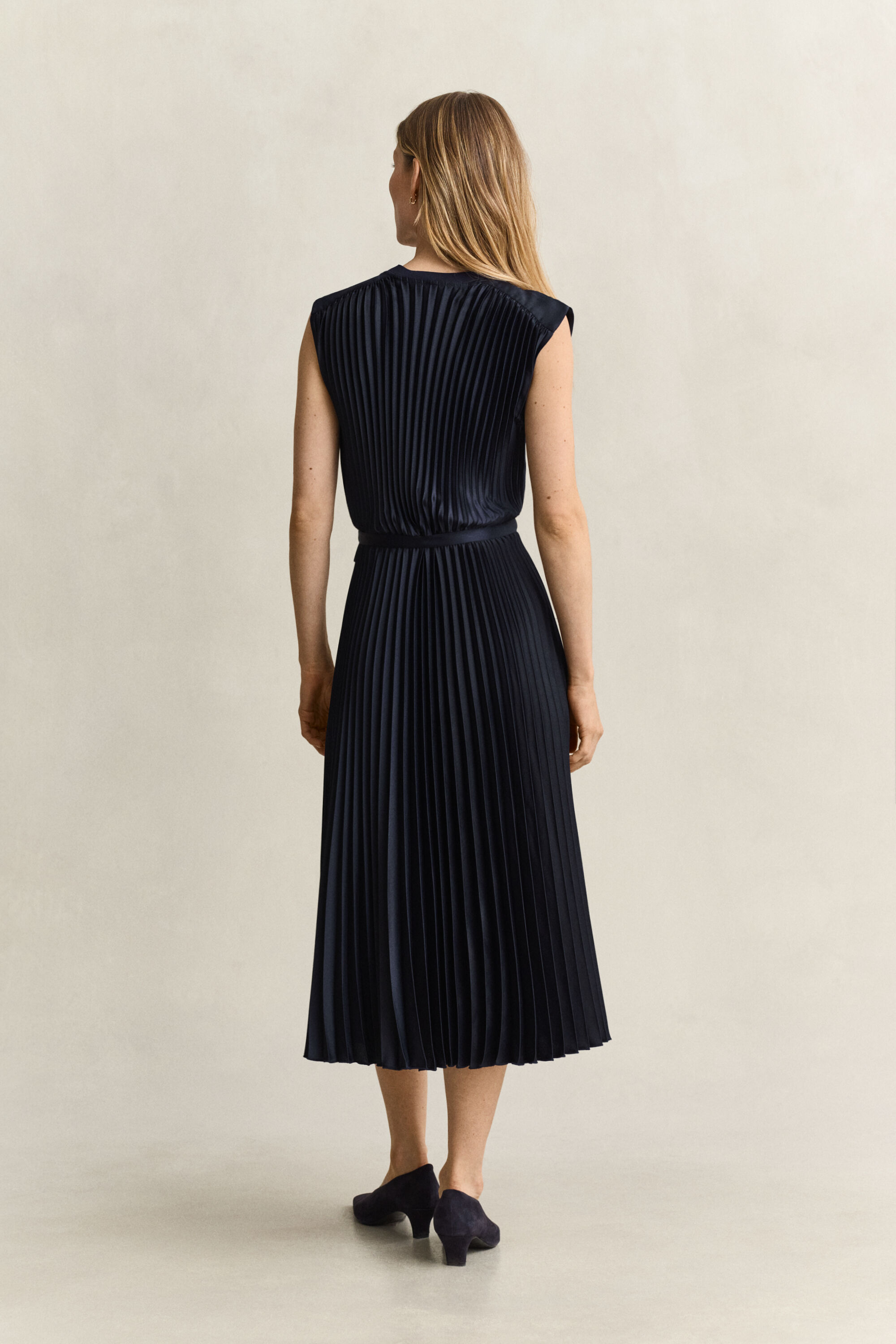 Pleated Belted Dress