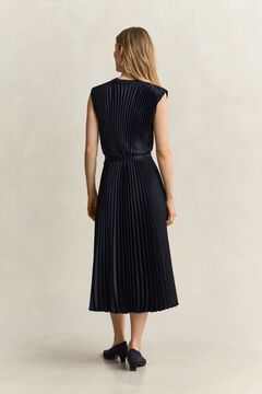 Pleated Belted Dress — EVENING BLUE 2