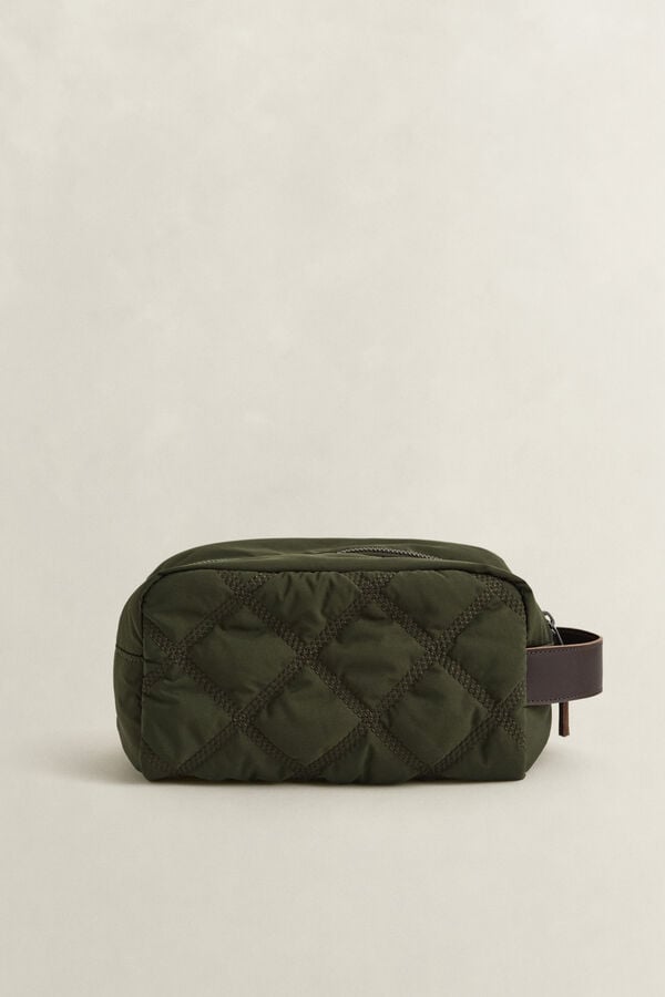 Quilted Toiletry Bag — DARK MOSS GREEN