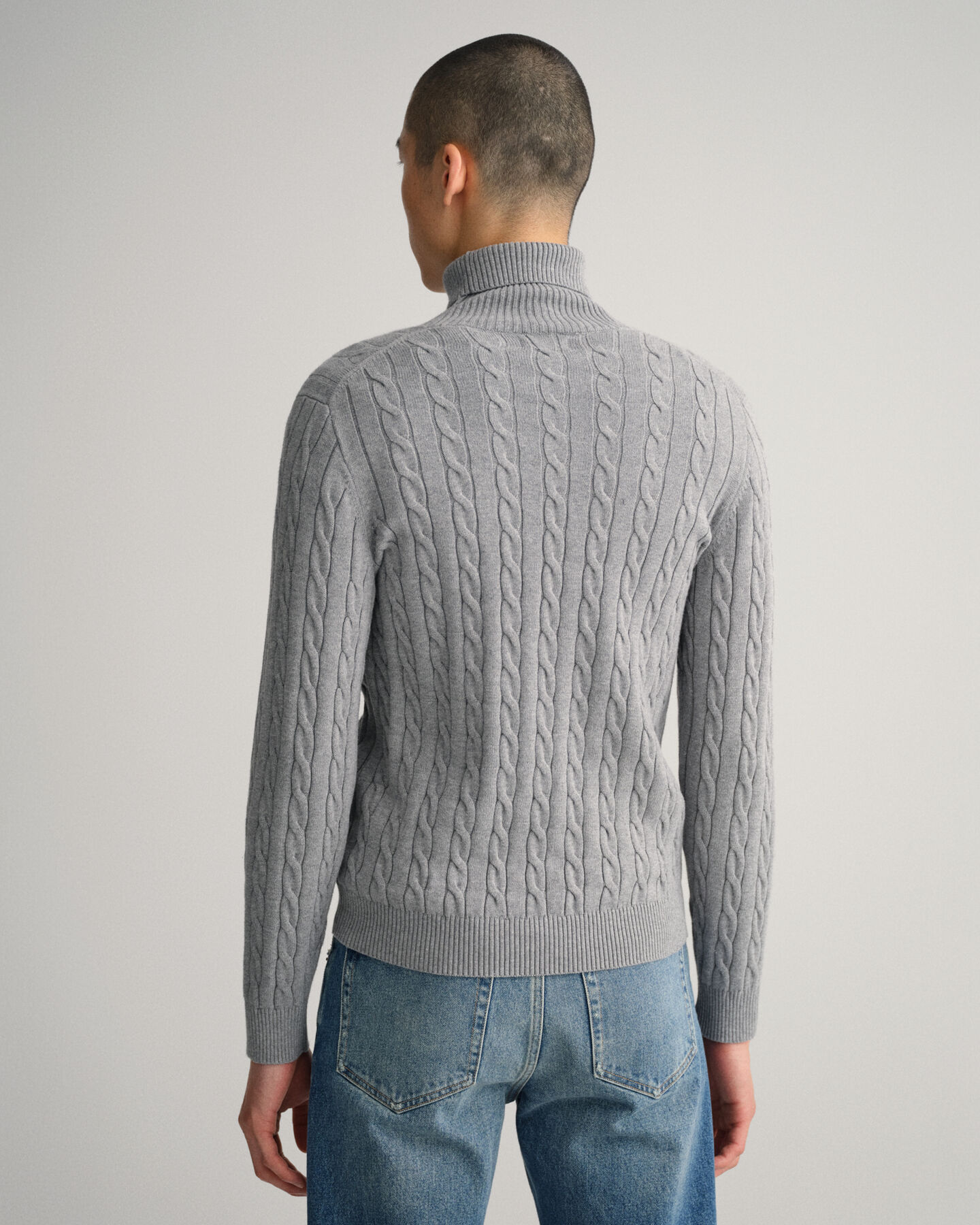 DIESEL Cable Knit Turtleneck Sweater in White for Men