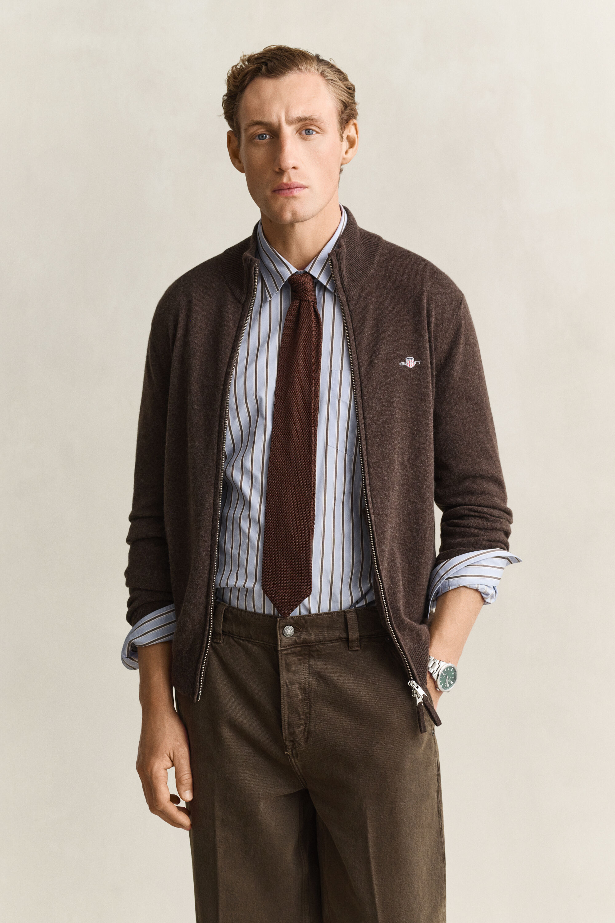 Lambswool Zip Cardigan