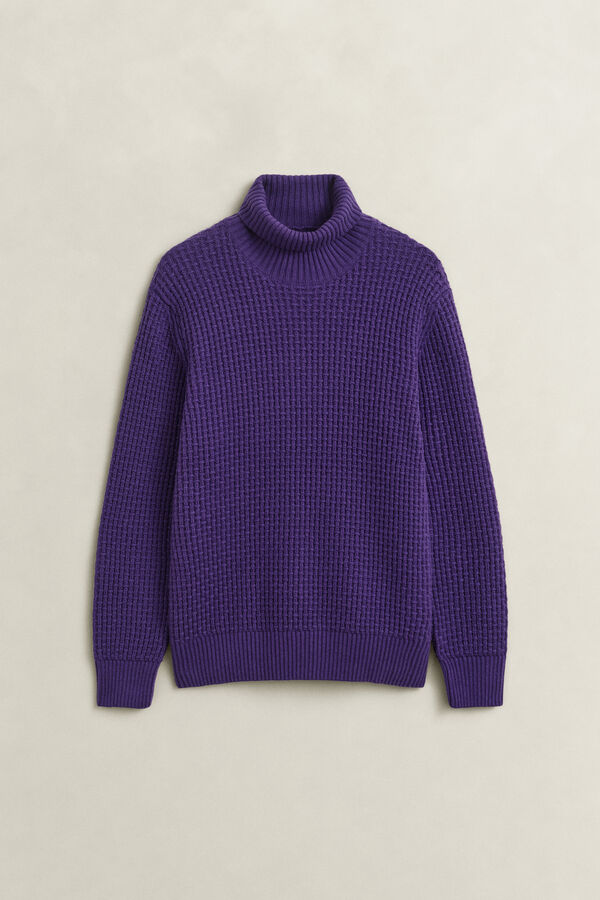 Textured Cotton Wool Turtleneck Sweater — PANSY PURPLE