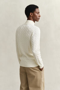 Cotton Cable Knit Half-Zip Sweater