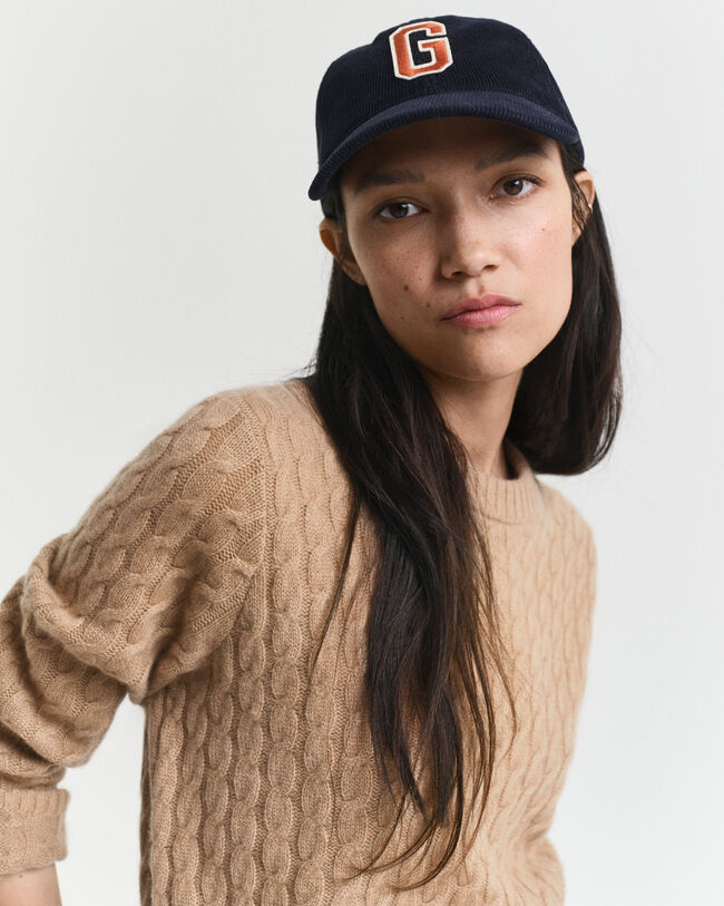 Cashmere Cable Knit Crew Neck Sweater