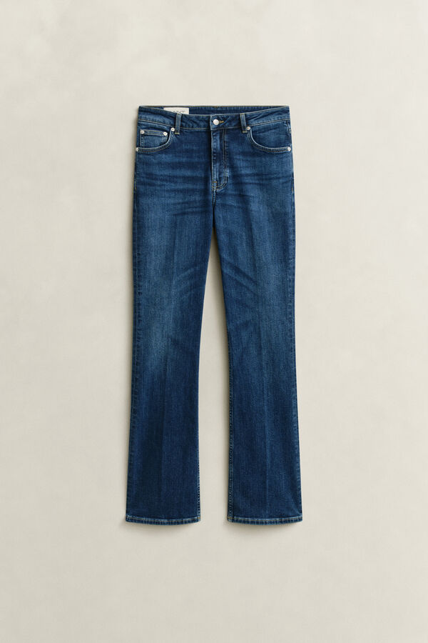 Slim Flared Stretch Jeans — DARK BLUE WORN IN