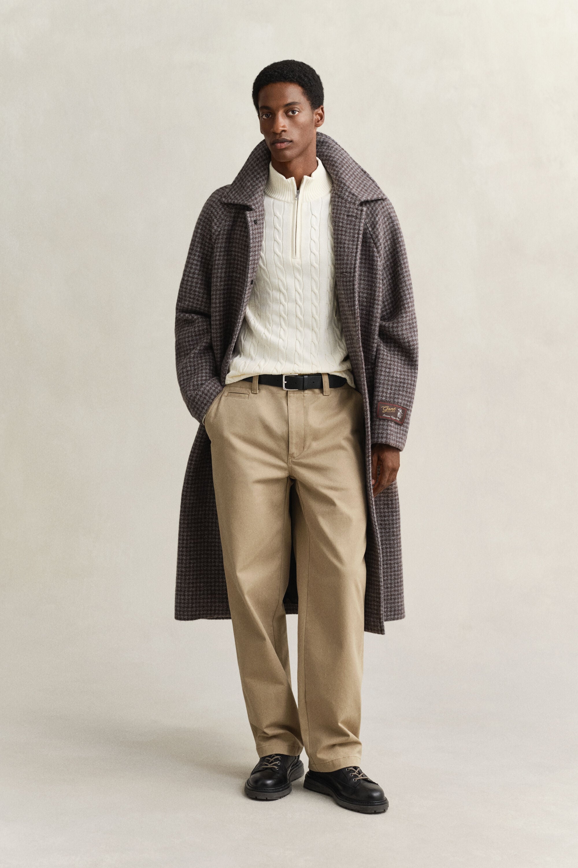 Cotton Cable Knit Half-Zip Sweater — CREAM