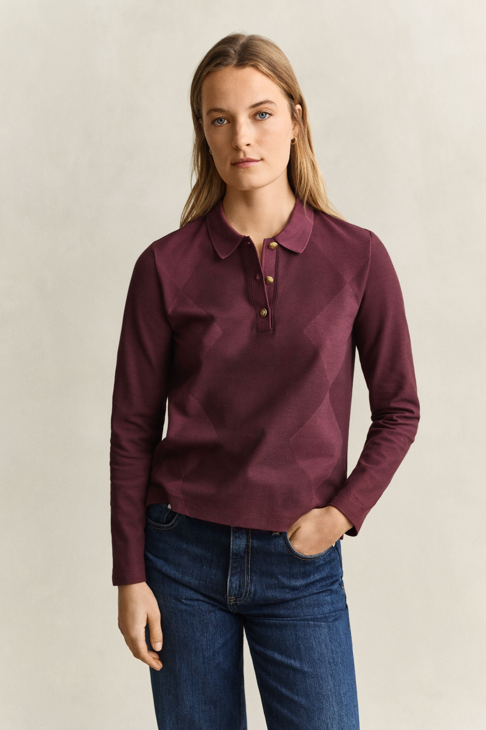 Argyle Long Sleeve Polo Shirt