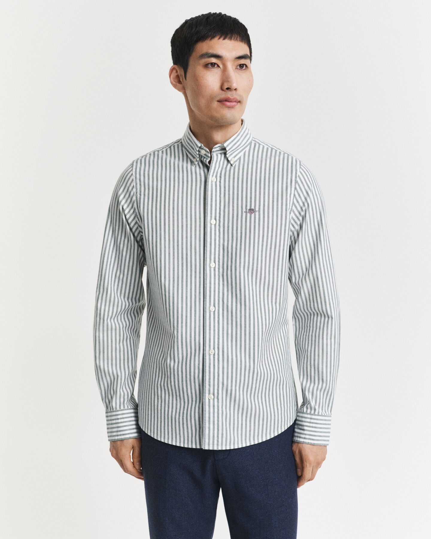 Slim Fit Striped Stretch Oxford Shirt